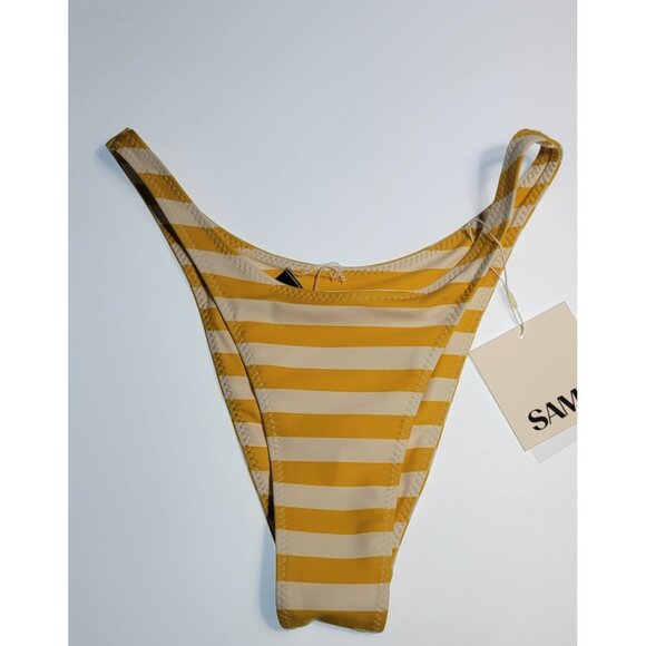 SAME Other - SAME Los Angeles Bottom Swim Womens High Rise Striped Yellow/White Medium NWT